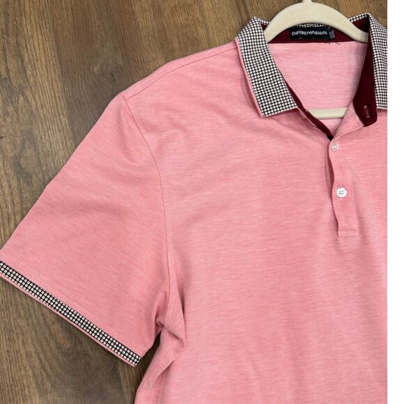 Emporio Armani Slim-Fit Stretch Pique Polo Shirt in Pink with Micro Eagle XXL - Picture 2 of 7